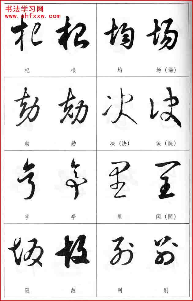 草書兩字形近識別大全（打印完整版）