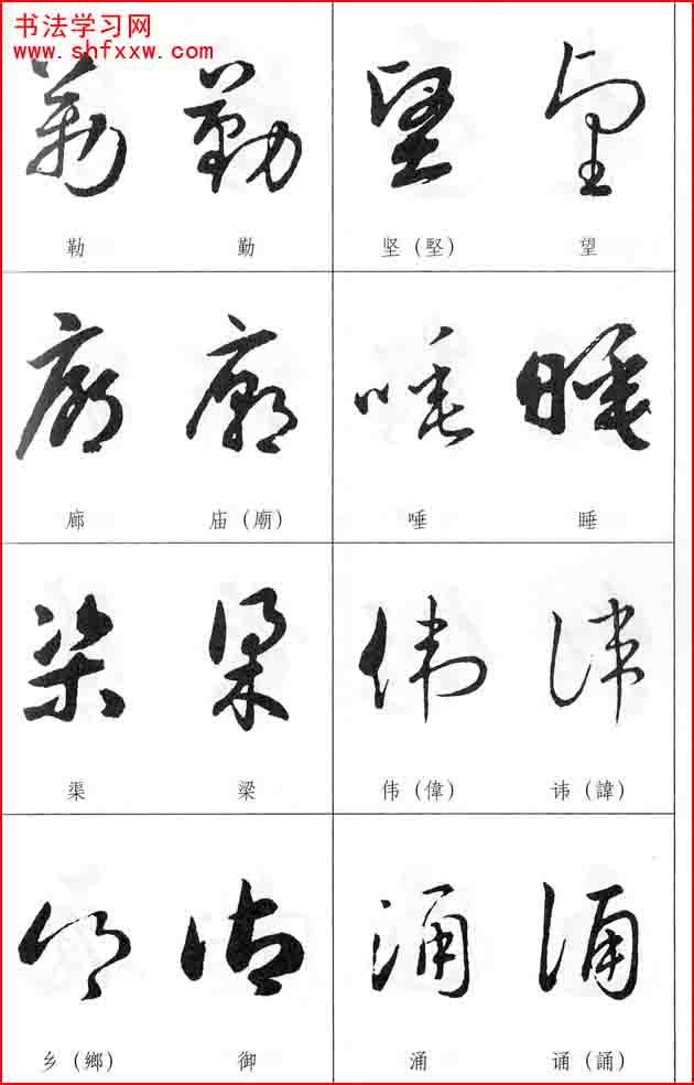 草書兩字形近識別大全（打印完整版）