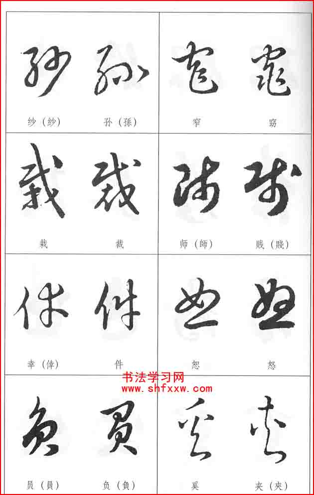 草書兩字形近識別大全（打印完整版）