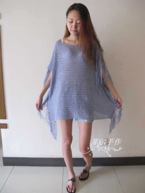【菲爾手作】云霧---個性流蘇披風式寬松衫（美圖+女兒秀） - 菲爾 - 菲爾的編織博客