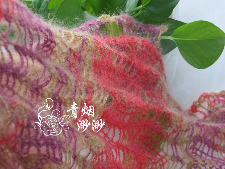 紅葉-----段染真絲小馬海長款圍巾 - 青煙渺渺 - 青煙渺渺