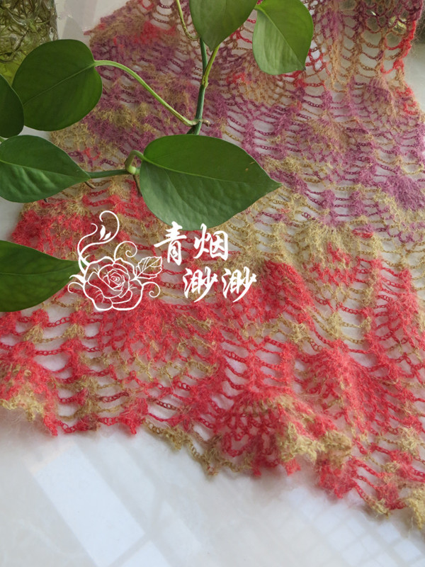 紅葉-----段染真絲小馬海長款圍巾 - 青煙渺渺 - 青煙渺渺