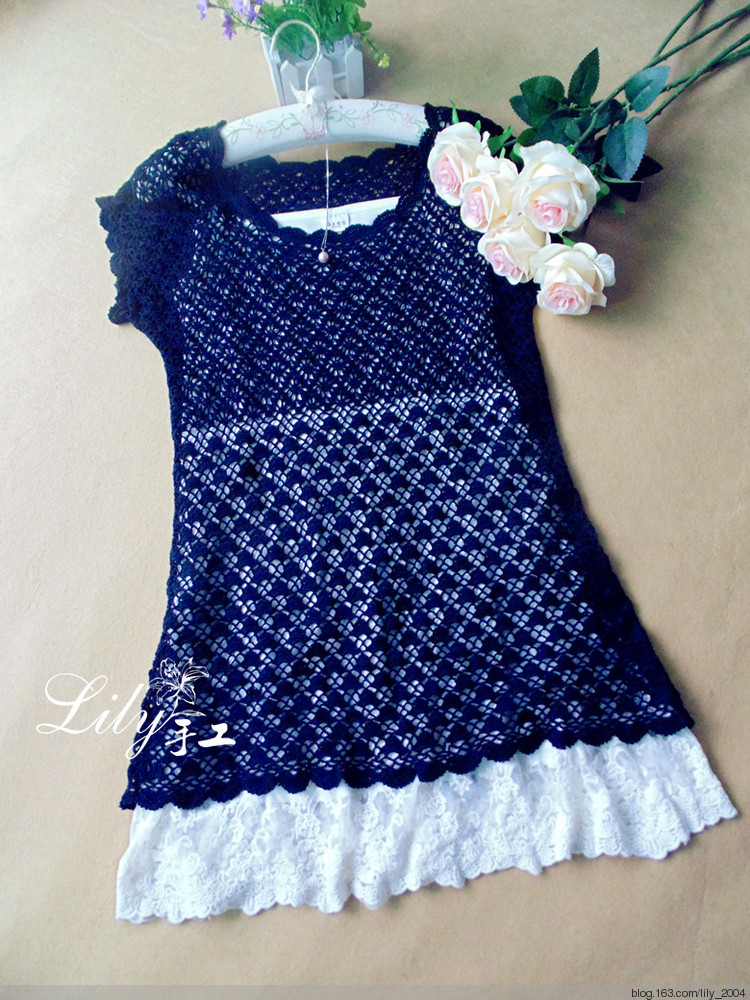 【Lily手工】--淺墨--愛爾蘭蕾絲裙衣 - Lily - Lily的手工編織天地