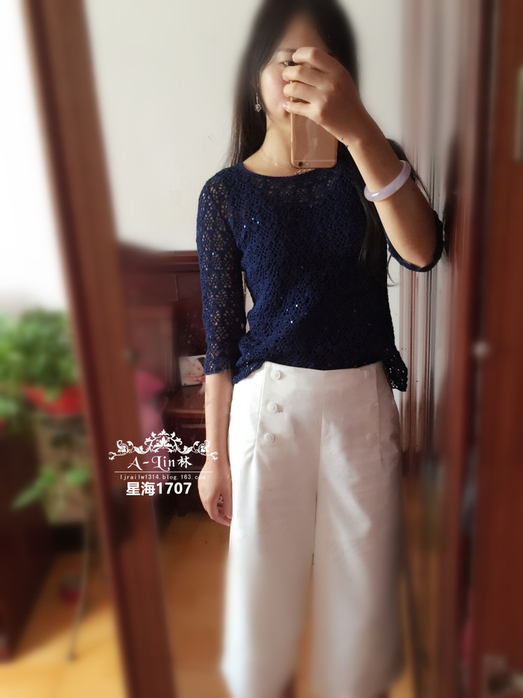 【A-Lin林】星海--星光亮片中袖鉤衣1707《亮亮織吧》群作業 - A-Lin林 - A-Lin的手工博客
