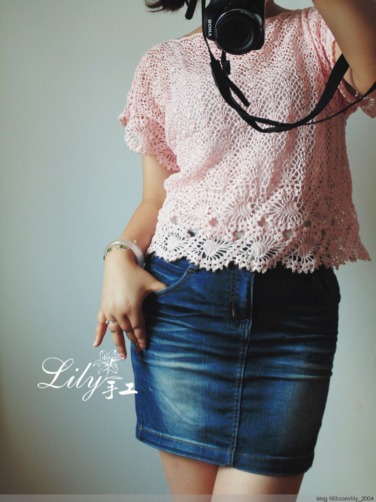 【Lily手工】--粉黛--寬松蕾絲罩衫 - Lily - Lily的手工編織天地