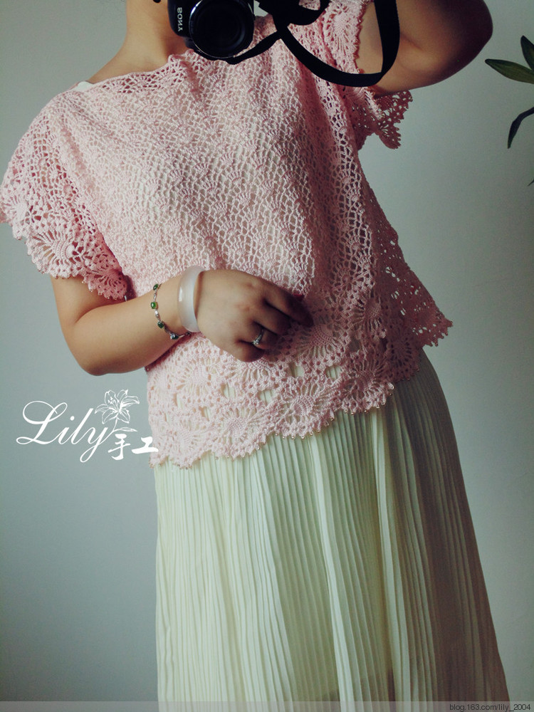 【Lily手工】--粉黛--寬松蕾絲罩衫 - Lily - Lily的手工編織天地