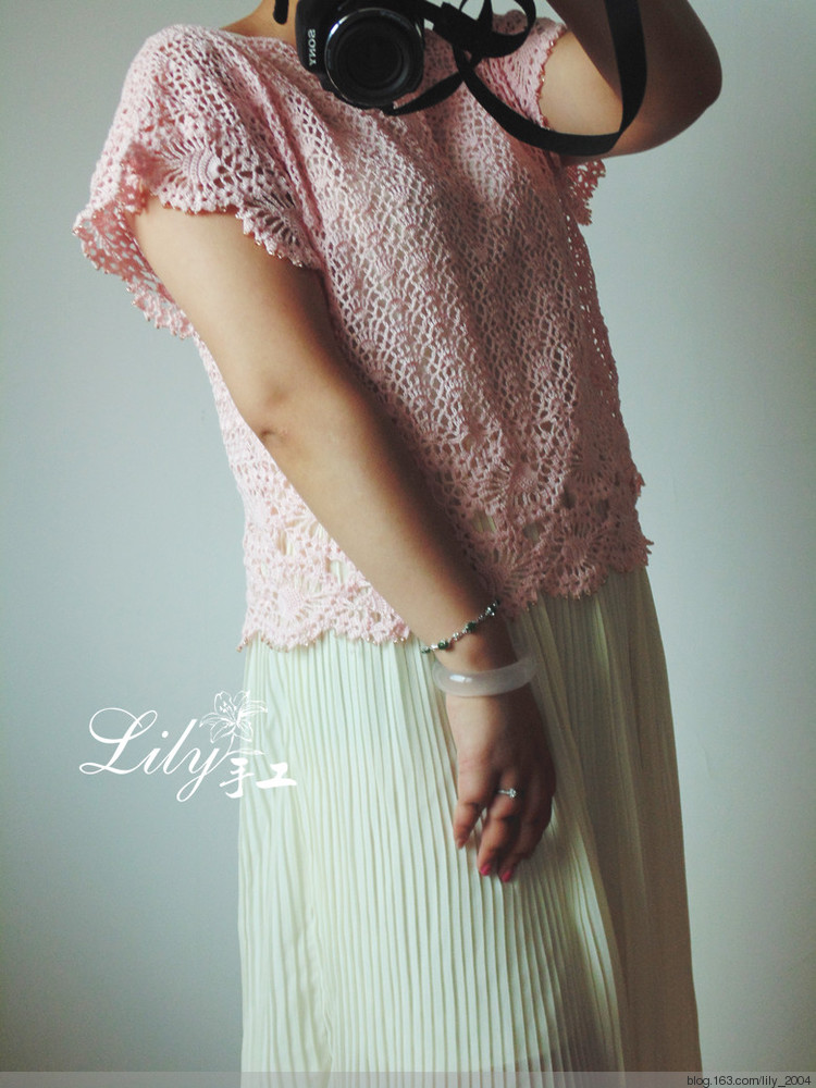 【Lily手工】--粉黛--寬松蕾絲罩衫 - Lily - Lily的手工編織天地
