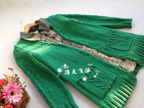 子衿（1526）---綠色粗棉實用開衫 - 指尖飛揚 - 指尖飛揚
