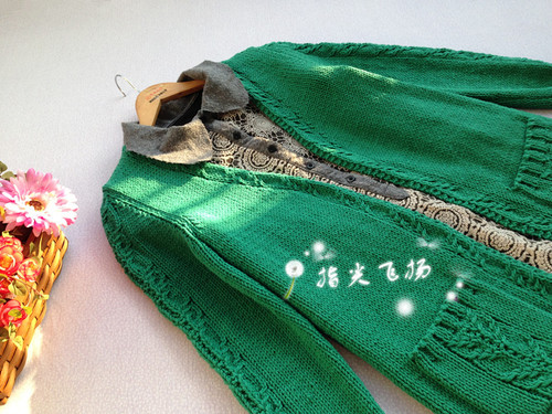 子衿（1526）---綠色粗棉實用開衫 - 指尖飛揚 - 指尖飛揚